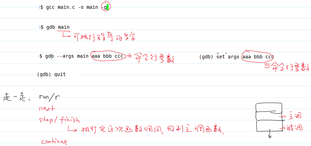 运行 gdb 调试的一些命令